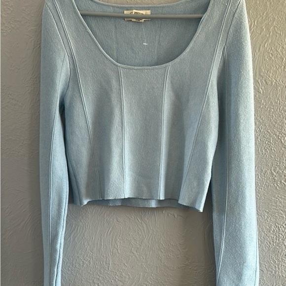 NWT Jessica Simpson ribbed cropped sweater, women’s size Large. Light dusty blue - Picture 1 of 6